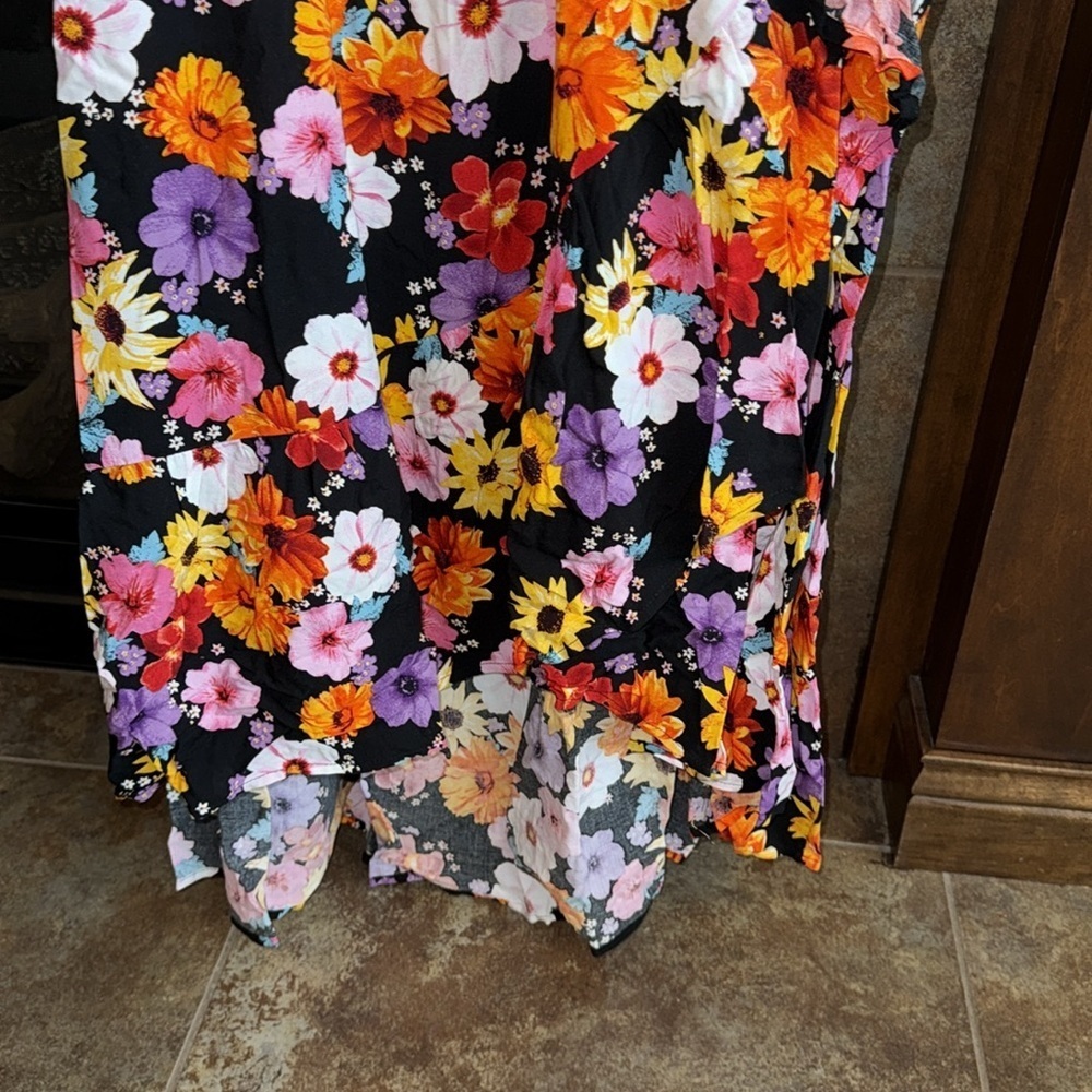 Torrid Maxi Challis Off-Shoulder Dress bright color flower smocked top 14/16 (1) - Picture 7 of 10